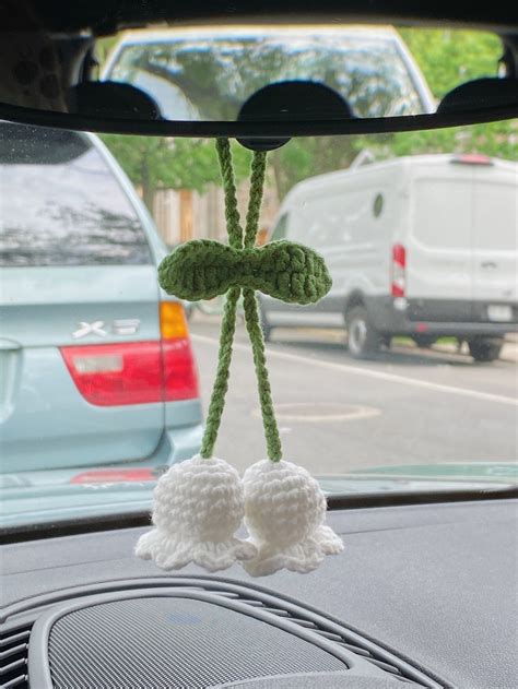 Crochet Car Mirror Hanging Accessories Flowers Decoration Car Trim 7. . Crochet car mirror hanging pattern